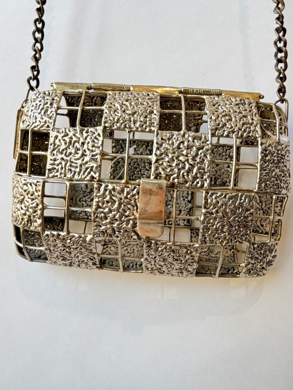 Anndra Neen Mixed Metal Minaudiere Cage Evening Bag Crossbody *